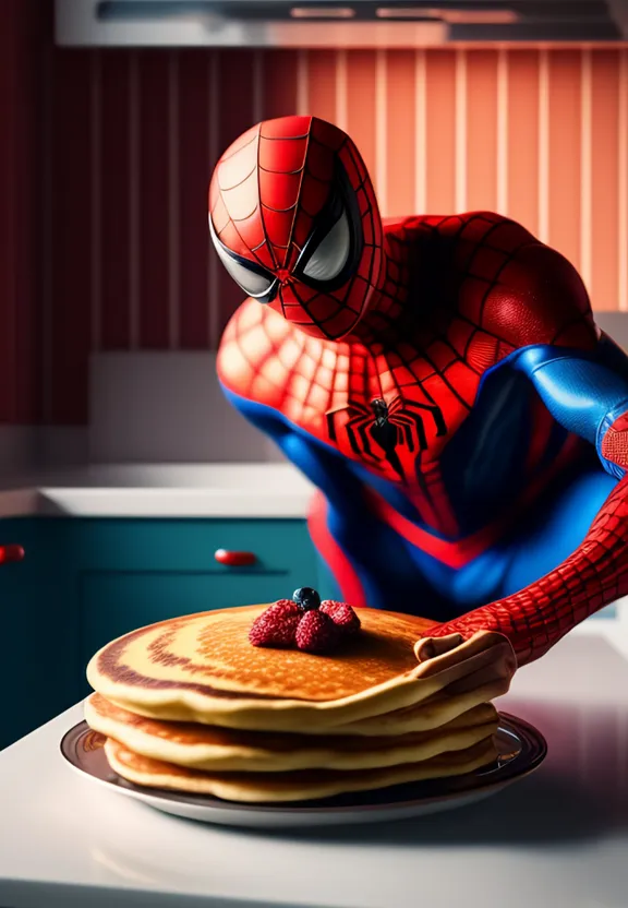 instead of man, have a spider on top of the stack of pancakes