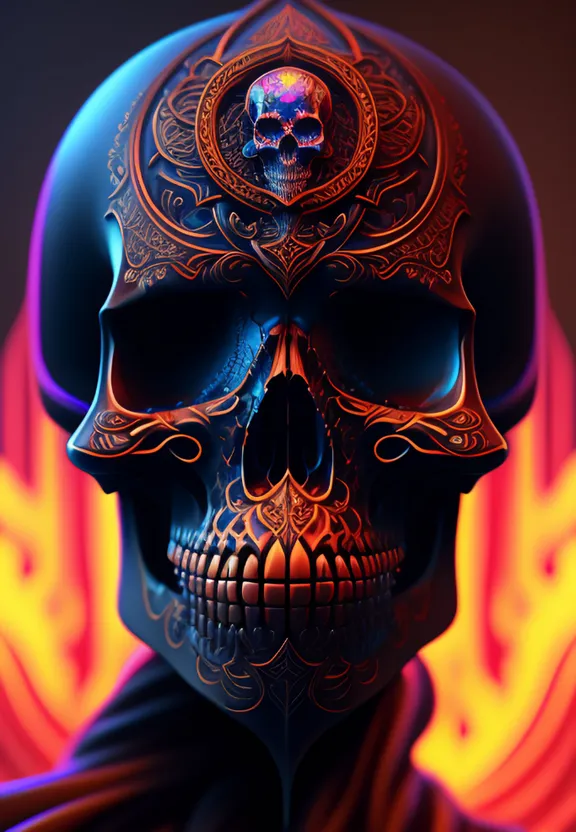 a skull with a colorful background