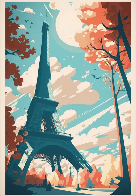 a painting of the eiffel tower in paris