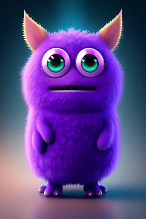 a very cute purple monster with big eyes