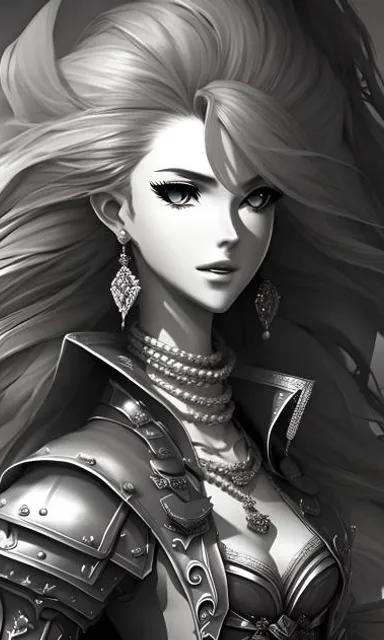 a woman with long blonde hair wearing armor