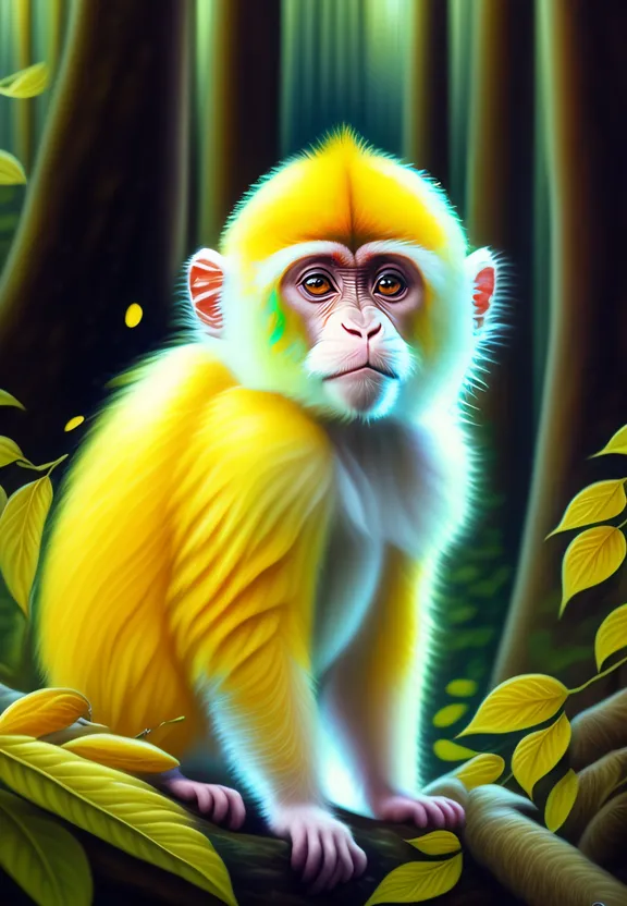 a painting of a monkey sitting on a tree branch