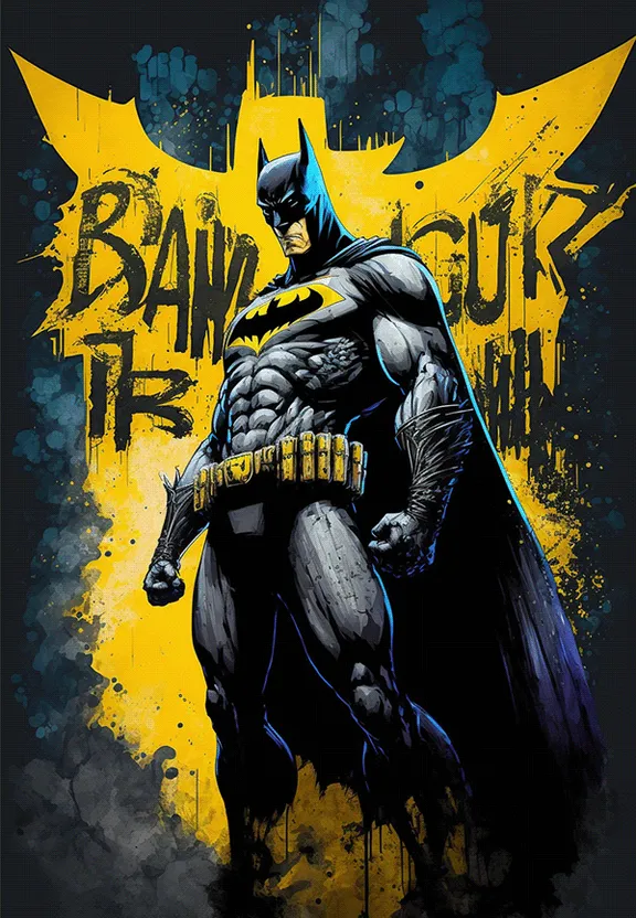 a painting of a batman on a black background