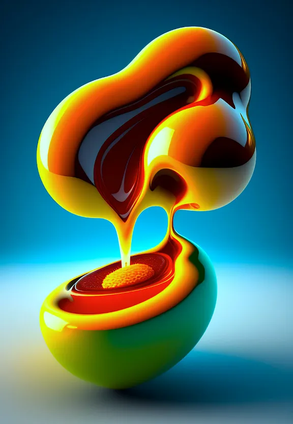 a colorful object with a liquid pouring out of it