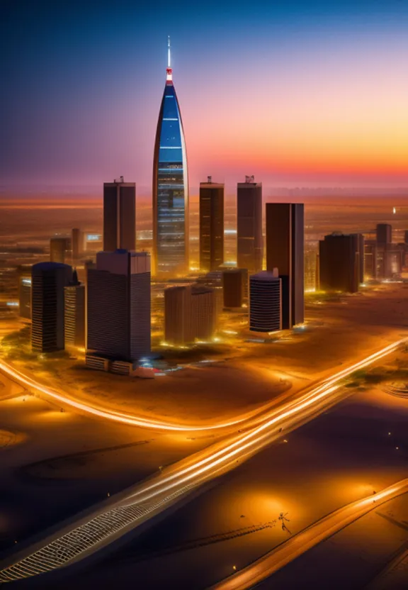 an aerial view of a city at night