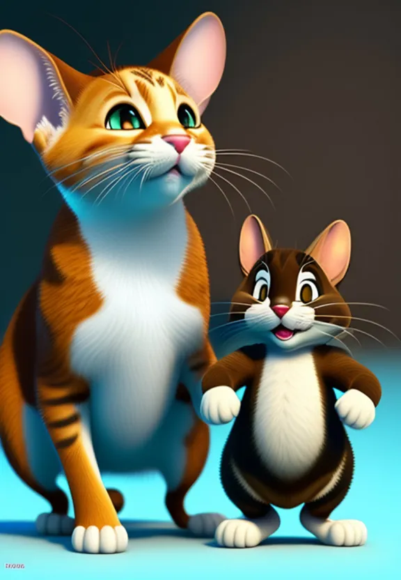 a cat and a cat sitting next to each other