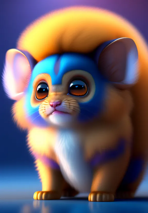 a digital painting of a small animal with big eyes