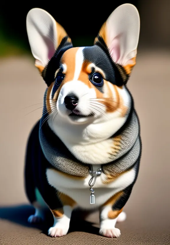 a small dog is sitting on the ground
