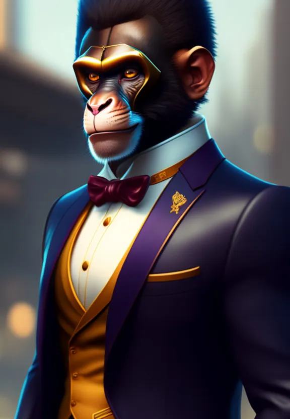 a monkey dressed in a suit and bow tie