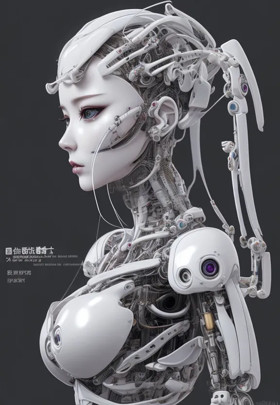 a woman's head with a robot like body