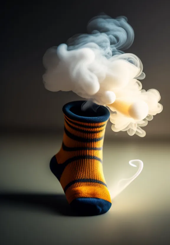 a pair of socks with smoke coming out of them