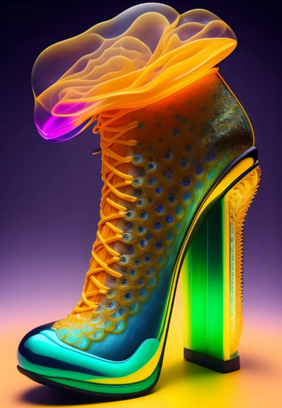 a high heeled shoe with a jelly inside of it