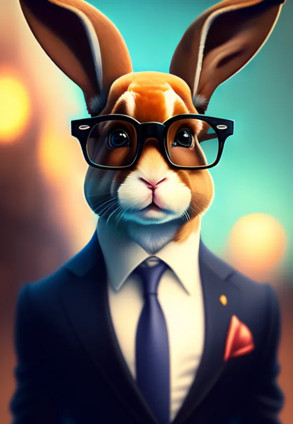 a rabbit wearing glasses and a suit