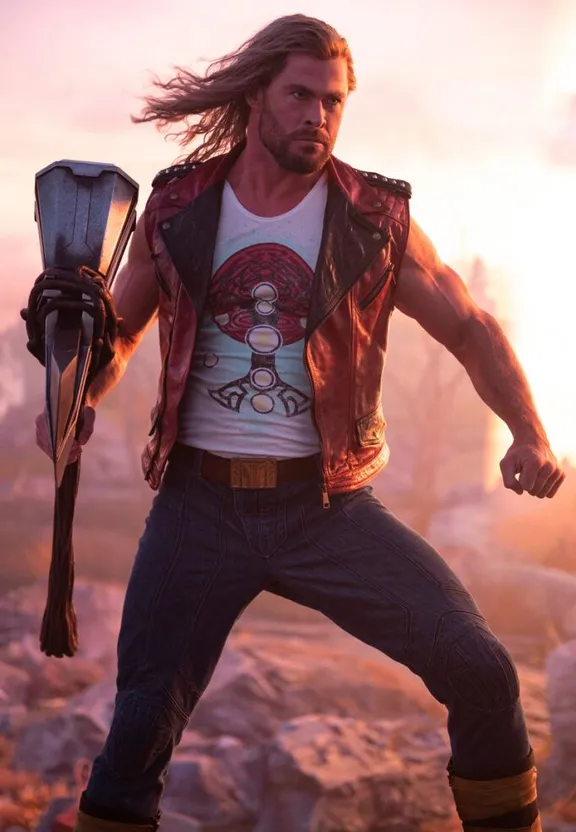 a man with long hair and a leather jacket