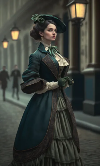 a painting of a woman in a green dress