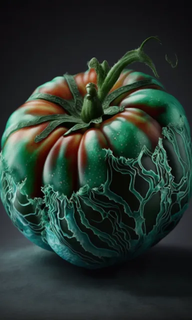 a large green and red vegetable sitting on top of a table