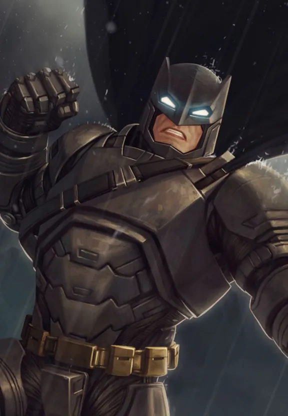 a man in a batman costume standing in the rain