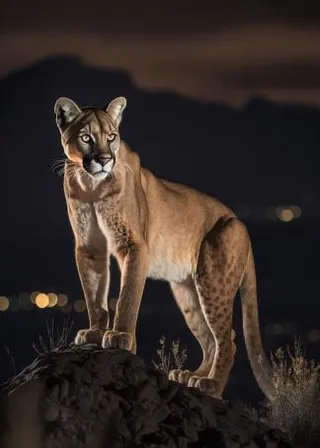 a mountain lion standing on top of a rock