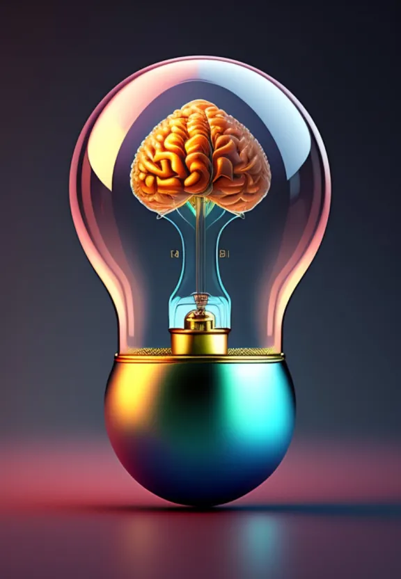 a light bulb with a brain inside of it