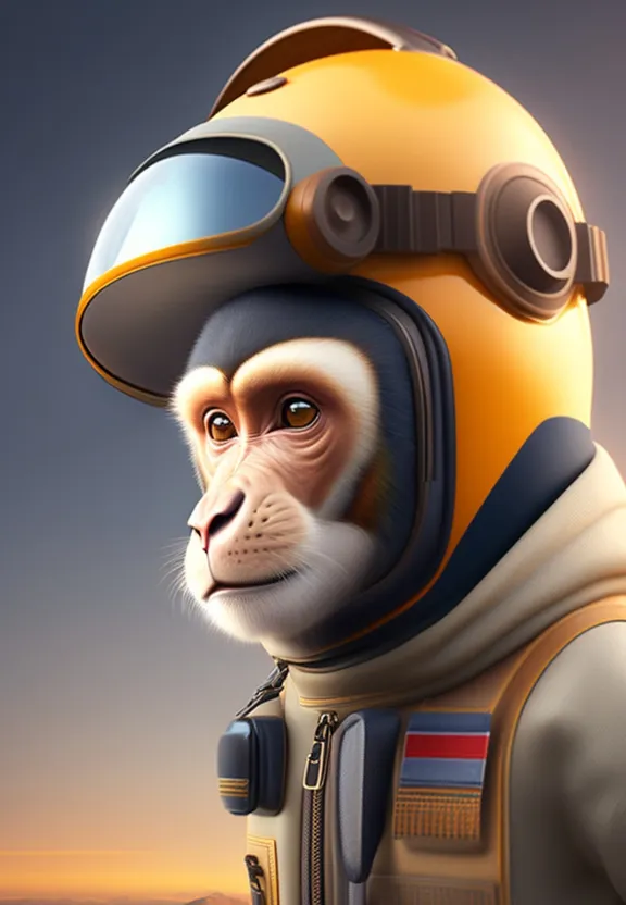 a monkey wearing a space suit and helmet