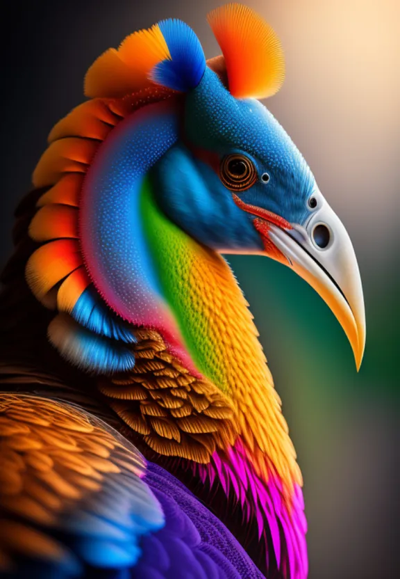 a colorful bird with a black background