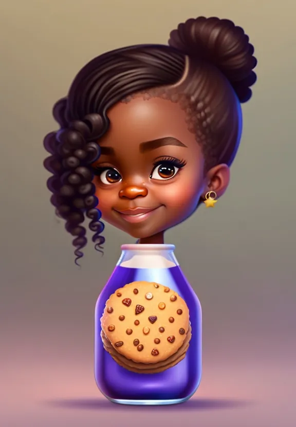 a cartoon character holding a cookie in a jar