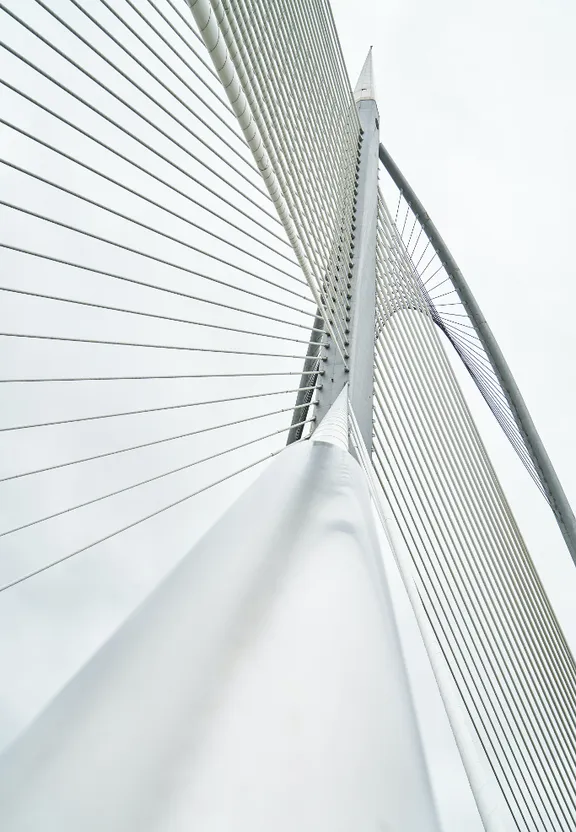 a view of the top of a tall bridge