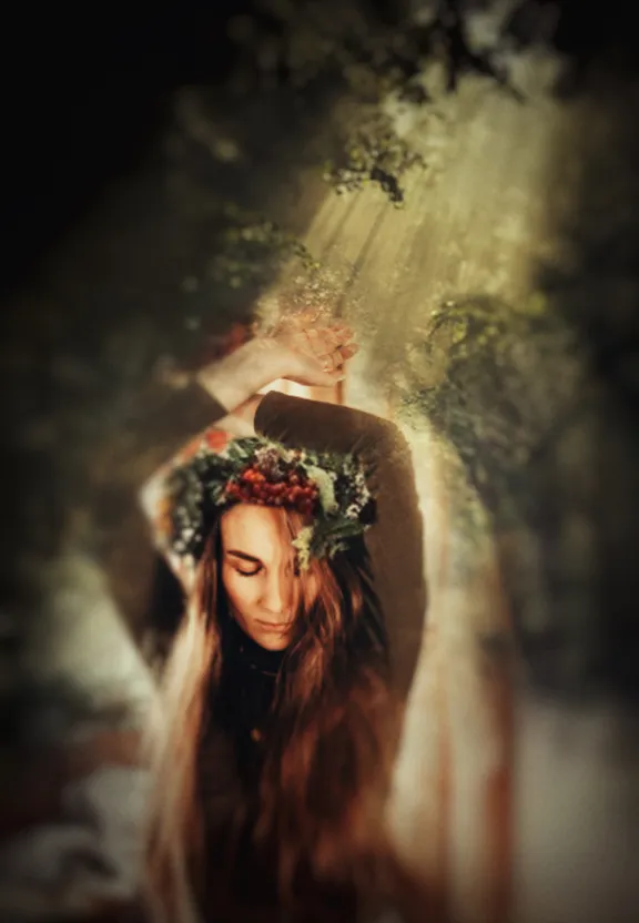 eyelash, flash photography, sunlight, happy, plant, headpiece, window, tints and shades, cg artwork, darkness