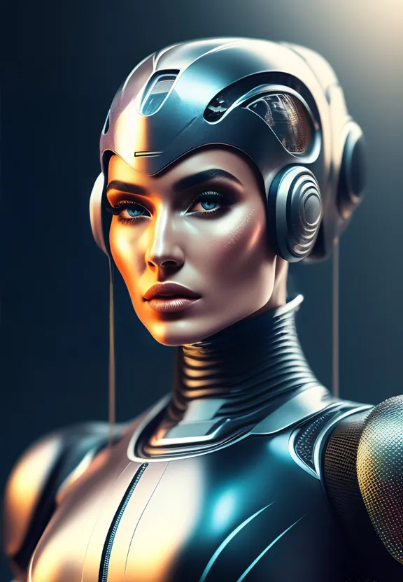 a woman in a robot suit with headphones