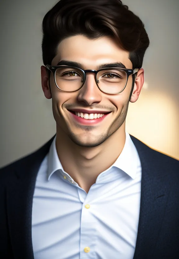 a man wearing glasses and a white shirt