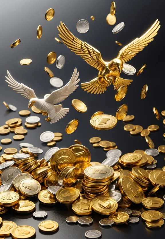 bird, gold, coin, yellow, organism, money handling, treasure, saving, currency, money