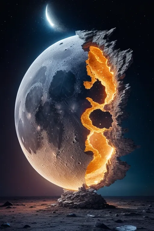 a large moon with a hole in the middle of it