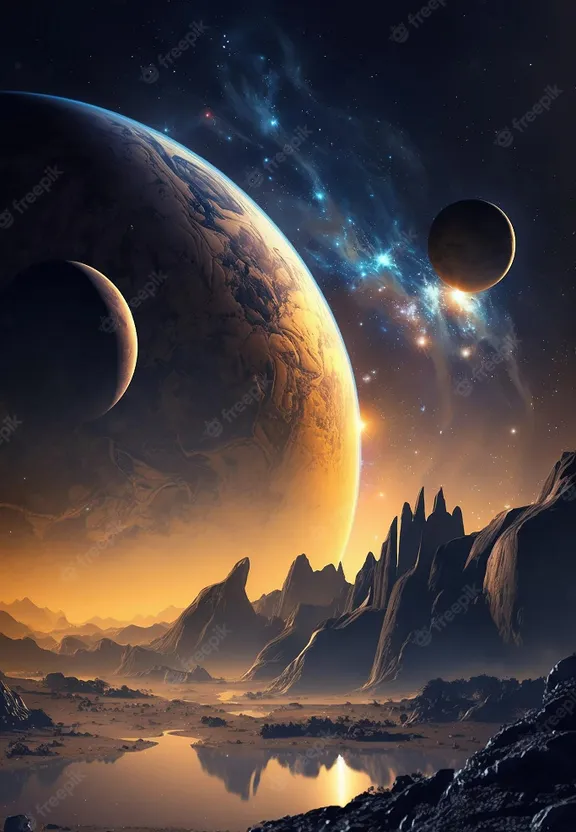 an artist's rendering of planets in the sky