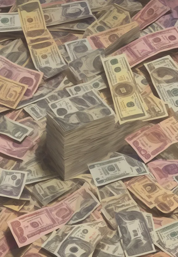 a pile of money sitting on top of a table