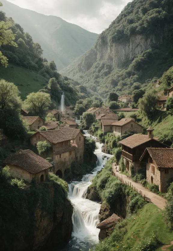 a river running through a lush green valley