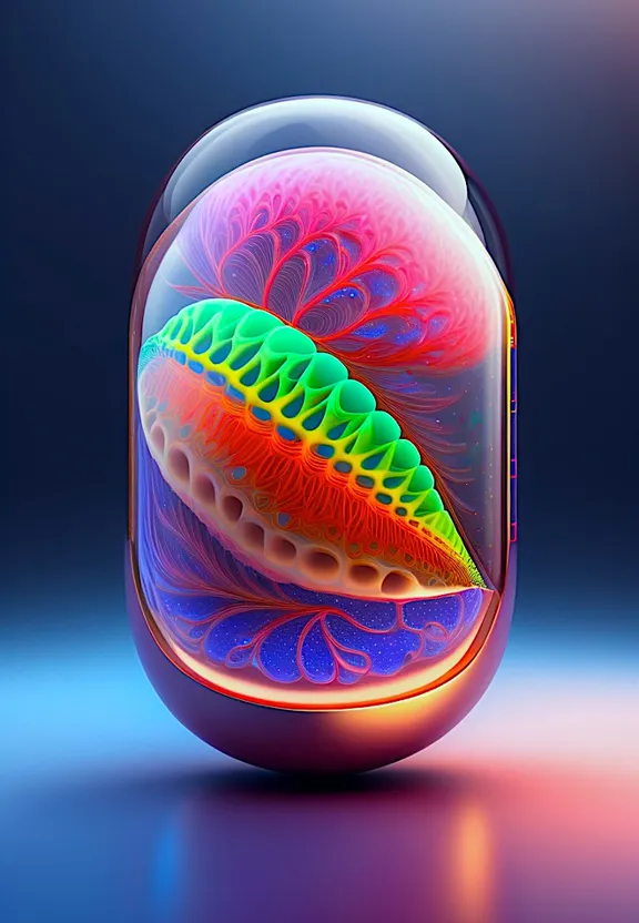 a glass ball with a colorful object inside of it