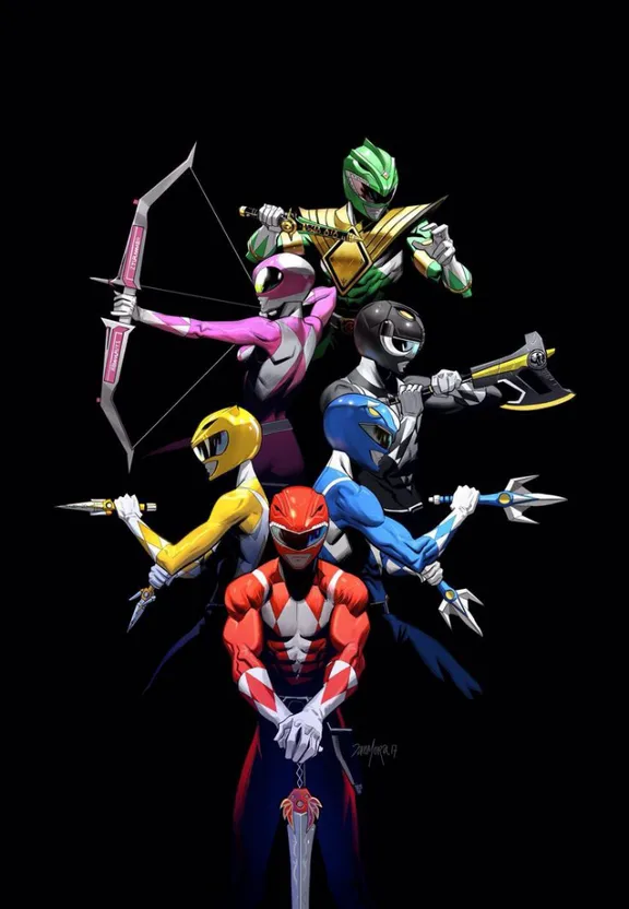 a group of cartoon characters standing next to each other