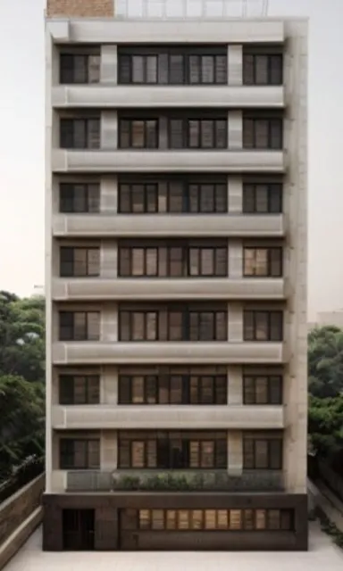 a tall white building with lots of windows