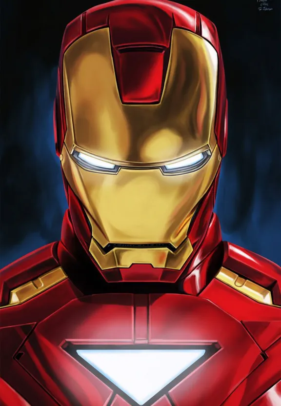 a close up of the face of iron man