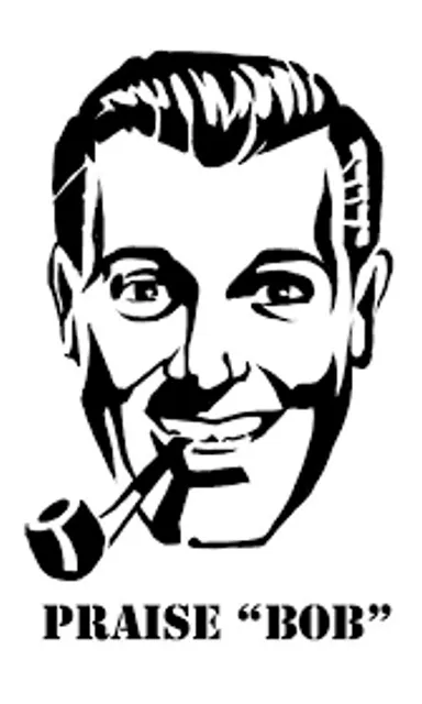 a black and white drawing of a man with a pipe. nose, microphone, smile, facial expression, jaw, font, happy, gesture, art, audio equipment