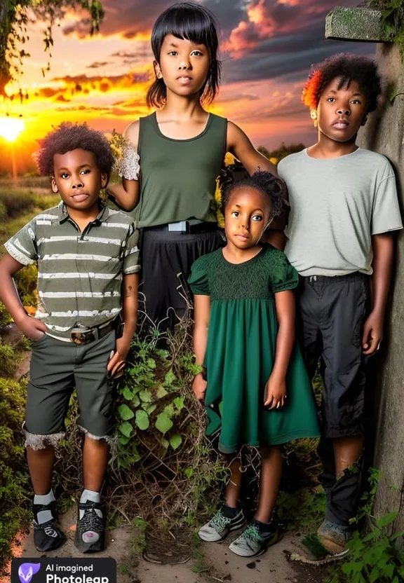 a group of children standing next to each other