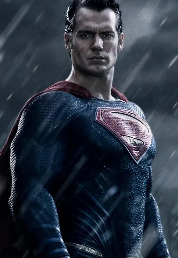 a man in a superman costume standing in the rain