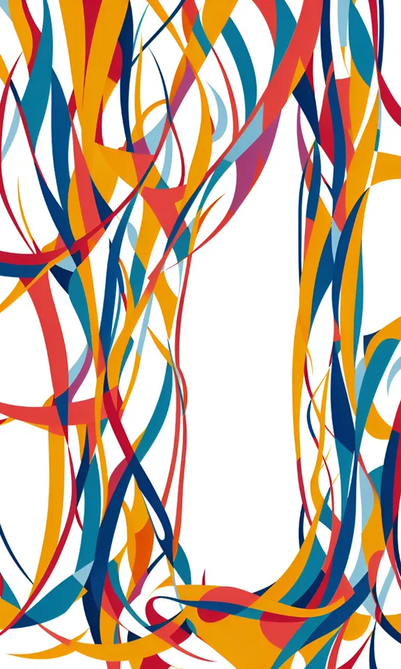 a white background with a bunch of colorful streamers