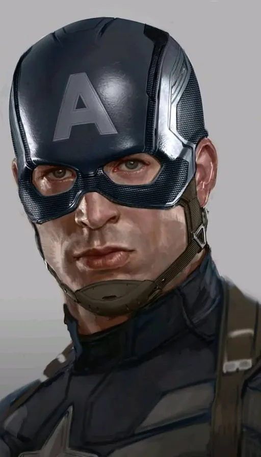 a drawing of a man in a captain america helmet