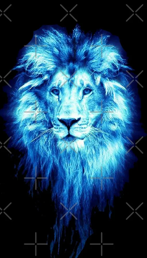 a blue lion on a black background