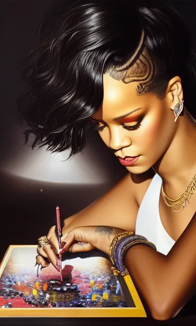 a painting of a woman writing on a piece of paper. eyelash, human, flash photography, candle, cool, black hair, art, fashion design, makeover, beauty