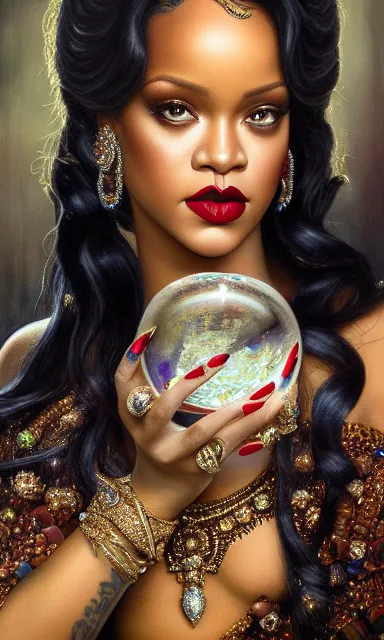 a painting of a woman holding a bowl of food. cheek, skin, lip, hairstyle, eyebrow, lipstick, eye, eyelash, eye liner, organ