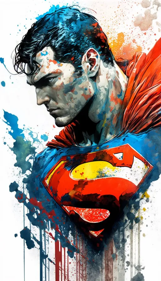 a painting of a man wearing a superman suit