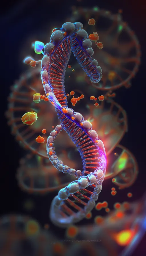 a computer generated image of a double strand of proteins