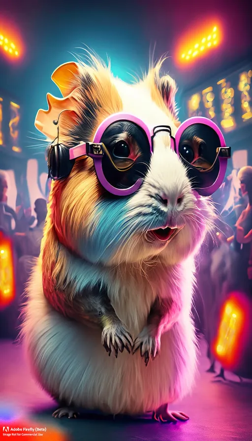 a hamster wearing sunglasses and standing on its hind legs